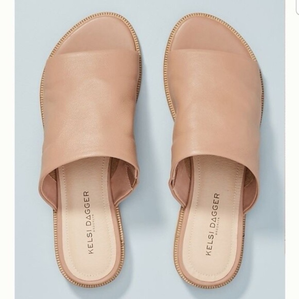 KELSI DAGGER ‘Ruthie’ Nude Leather Slide Mule Flats Size 9 BRAND NEW